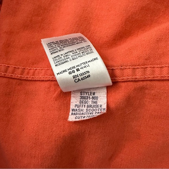 NWT MOTHER Puffy Bruiser Scooter Radioactive Paws Leopard Orange denim Jacket M - Picture 11 of 16